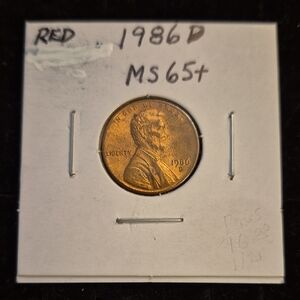 1986 D Lincoln Penny Coin MS-65+